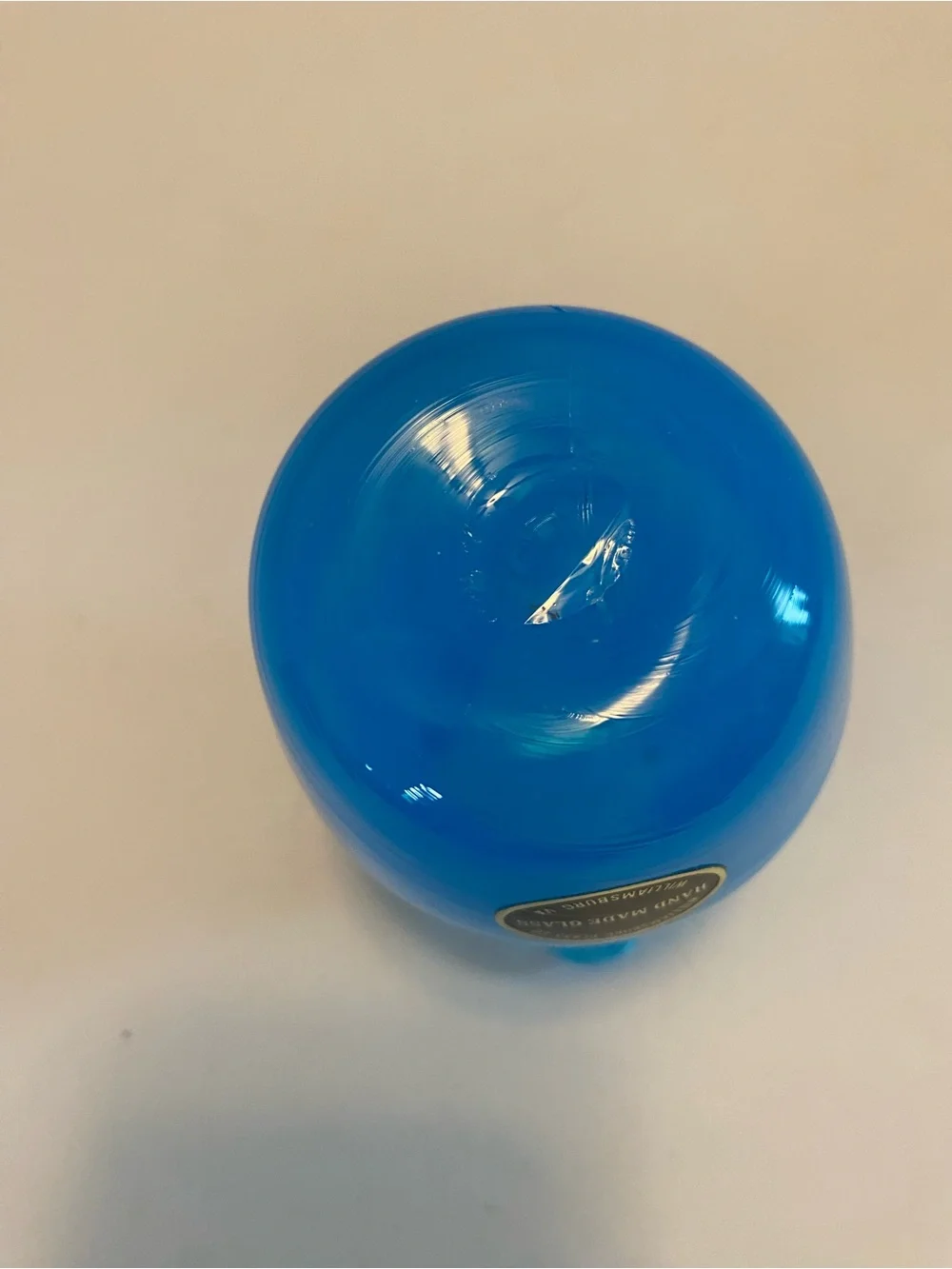 Hand Blown Art Glass Light Blue Pinched Vase 3.75